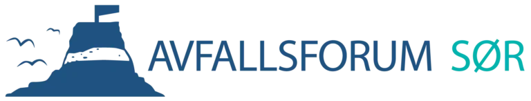 Logoen til Avfallsforum Sør med blå skrift